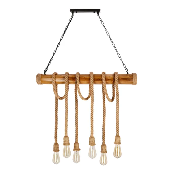 Vint lampa wisząca drewniany 6x40W E27