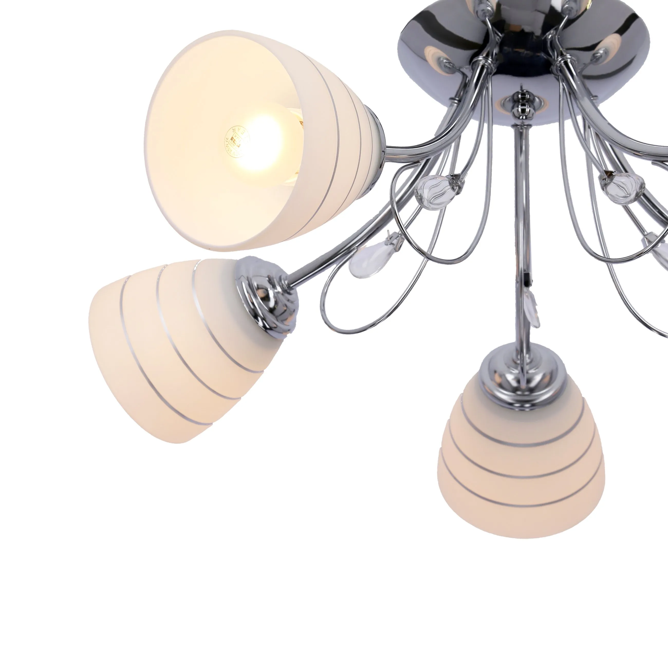 SIMPLI LAMPA WISZĄCA 5*40W E27 CHROM Z KRYSZTAŁKIEM+KLOSZ Z PASKIEM - obrazek 7