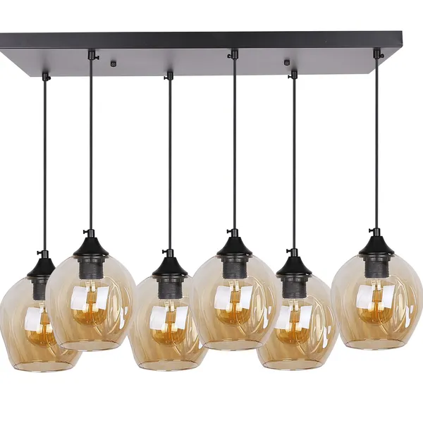 Aspa lampa wisząca czarny 6x40w e27 klosz brązowy
