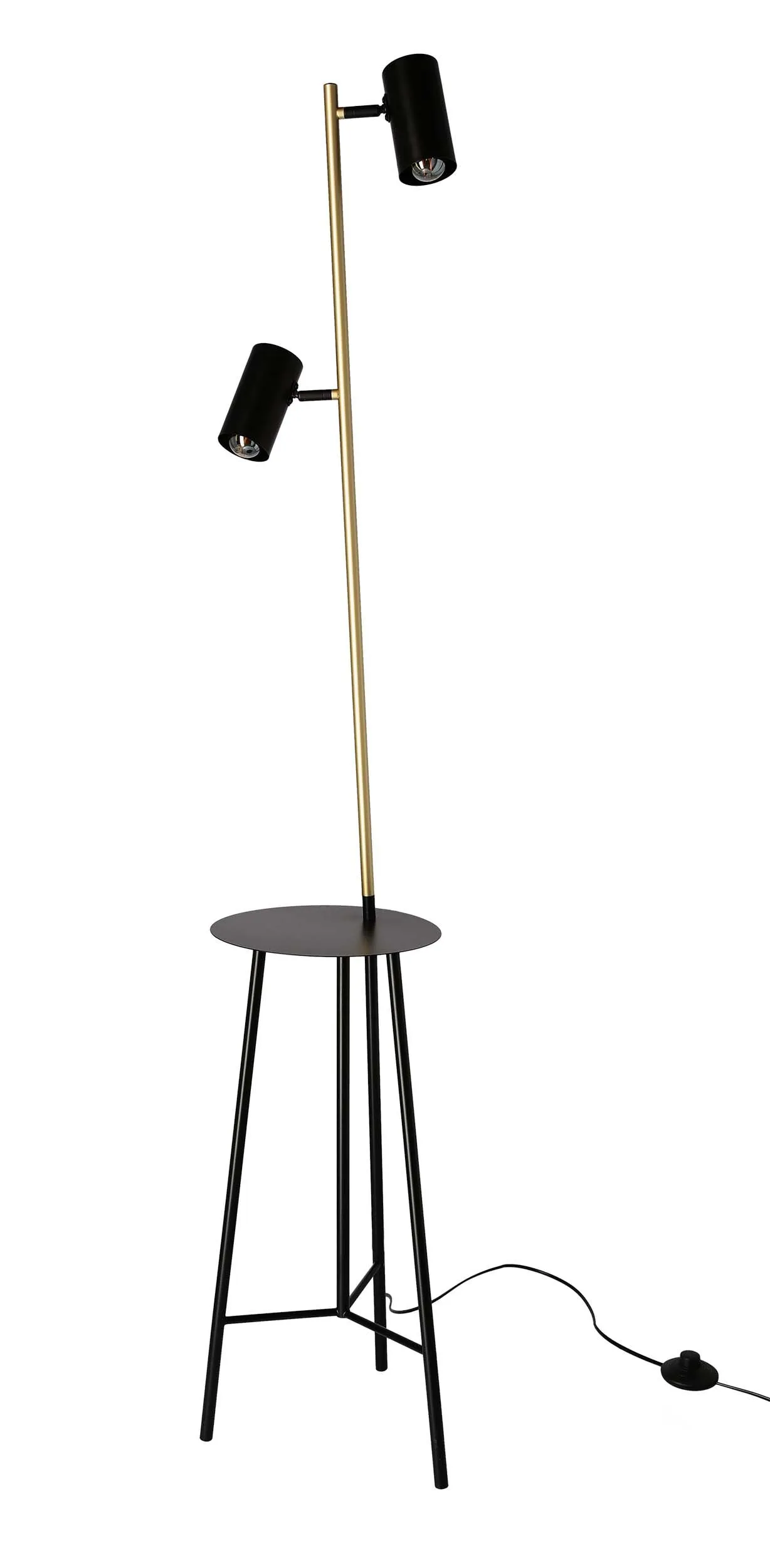 PERRET LAMPA PODŁOGOWA CZARNY+ZŁOTY MATOWY 2X15W GU10 KLOSZ CZARNY