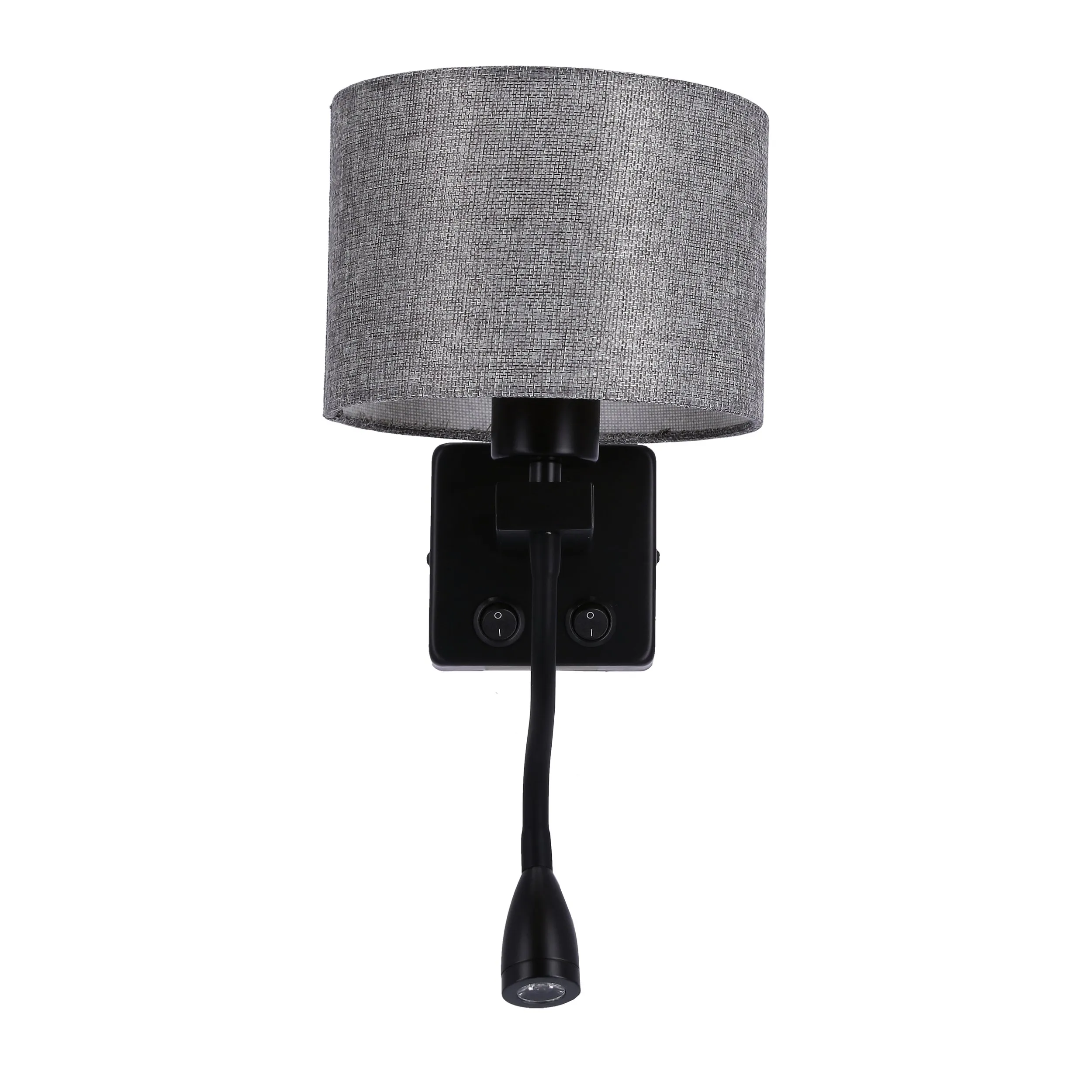 POLO KINKIET 1X40W E27 + 2W LED CZARNY ABAŻ. OKRĄGŁY SZARY - obrazek 10