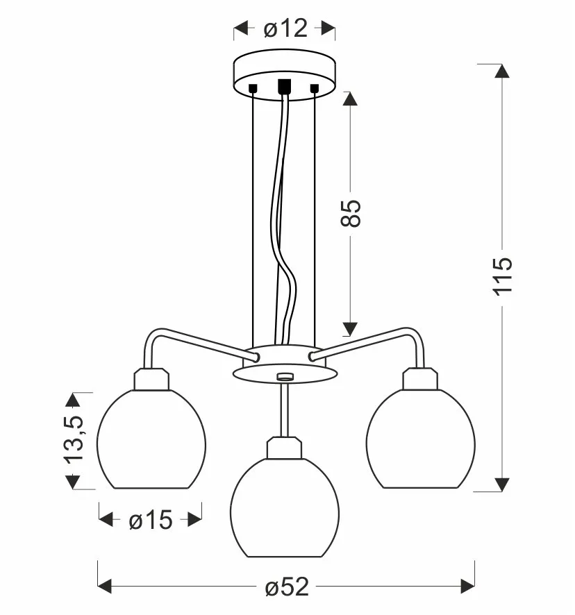 VERTON lampa wisząca chromowy 3x40W E27 klosz chromowy - obrazek 2