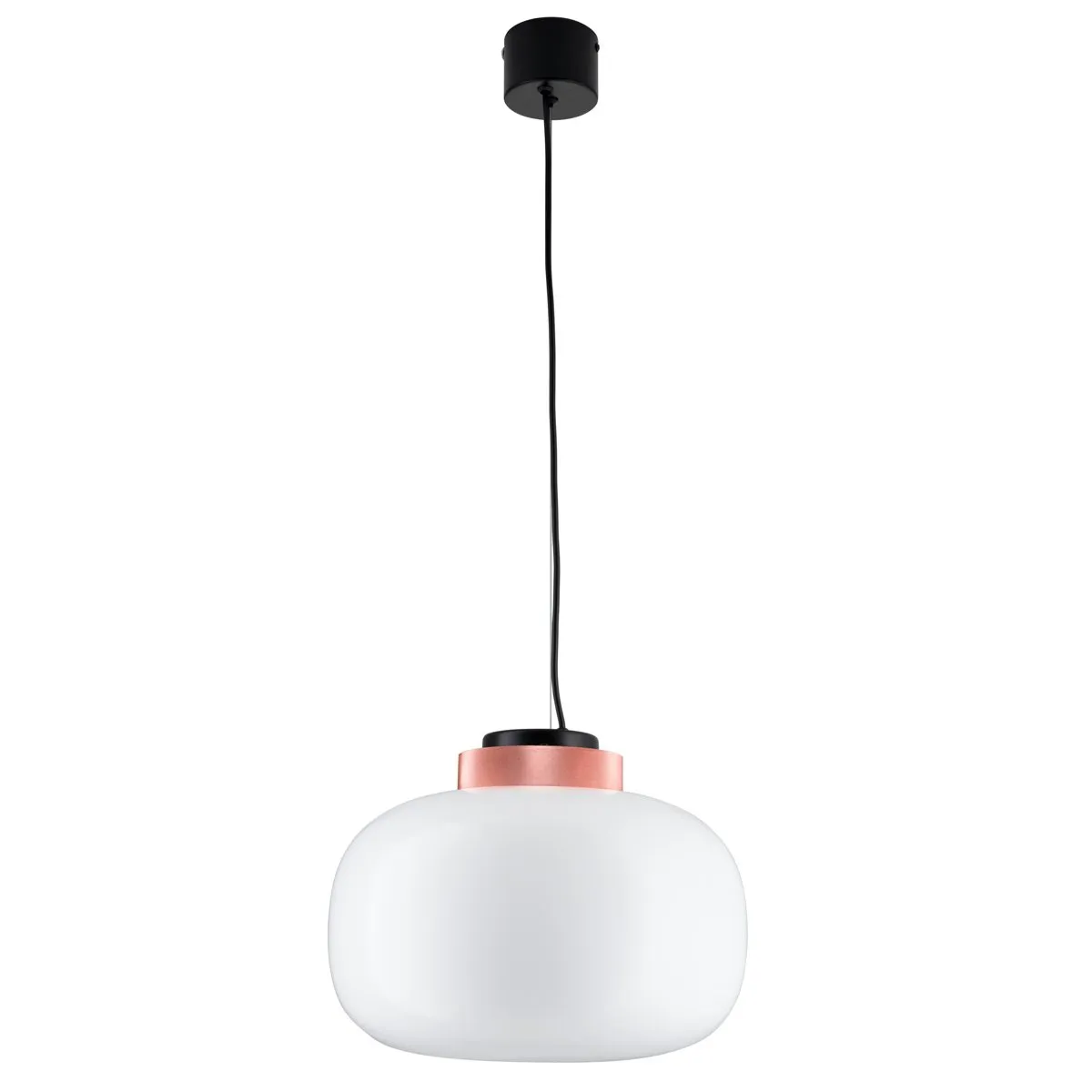 Lampa wisząca BOOM 35 cm - LED, klosz biały, wykonczenie miedziane