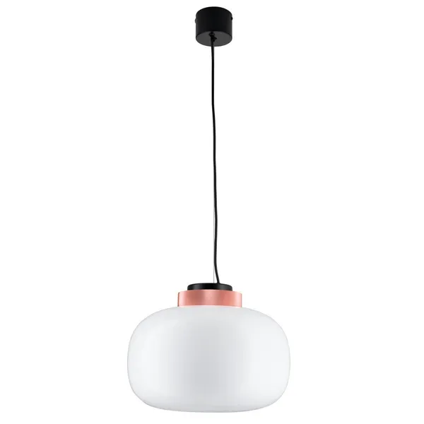 Lampa wisząca BOOM 35 cm - LED, klosz biały, wykonczenie miedziane