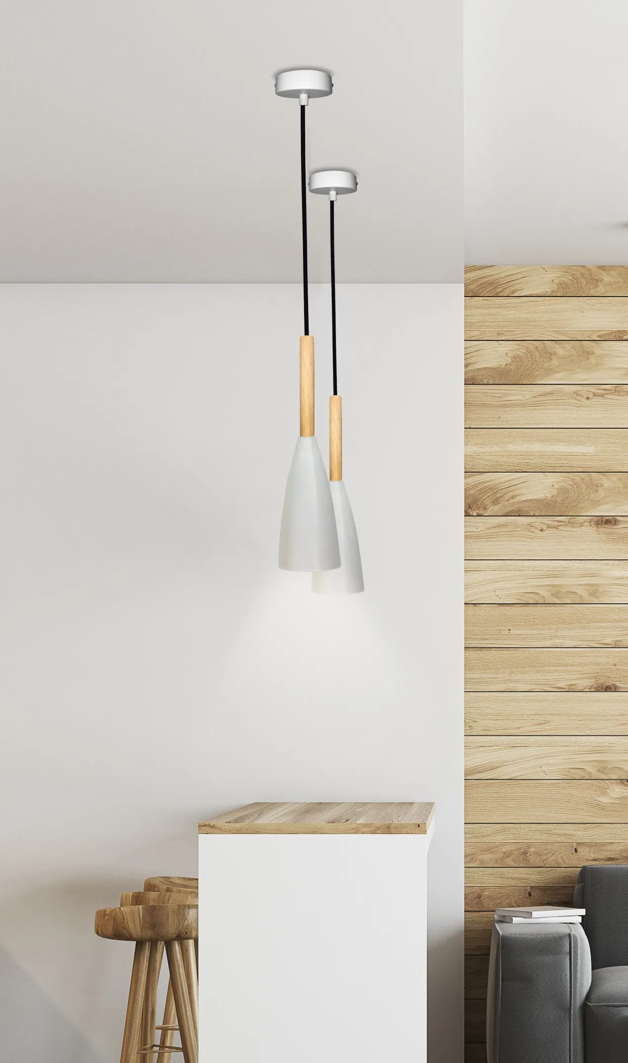 LAMPA WISZĄCA TROSA 1 BIAŁY - obrazek 2