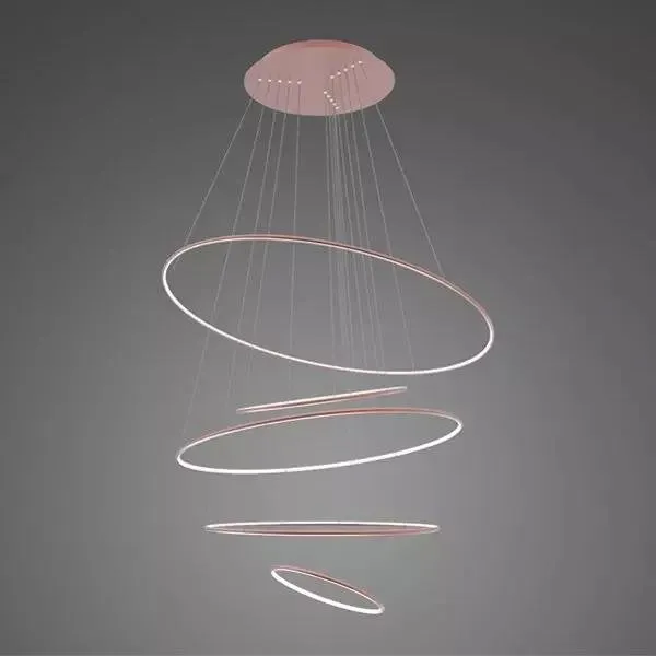Lampa wisząca Ledowe Okręgi No.5 150cm 4 kRóżowe Złoto Dali
