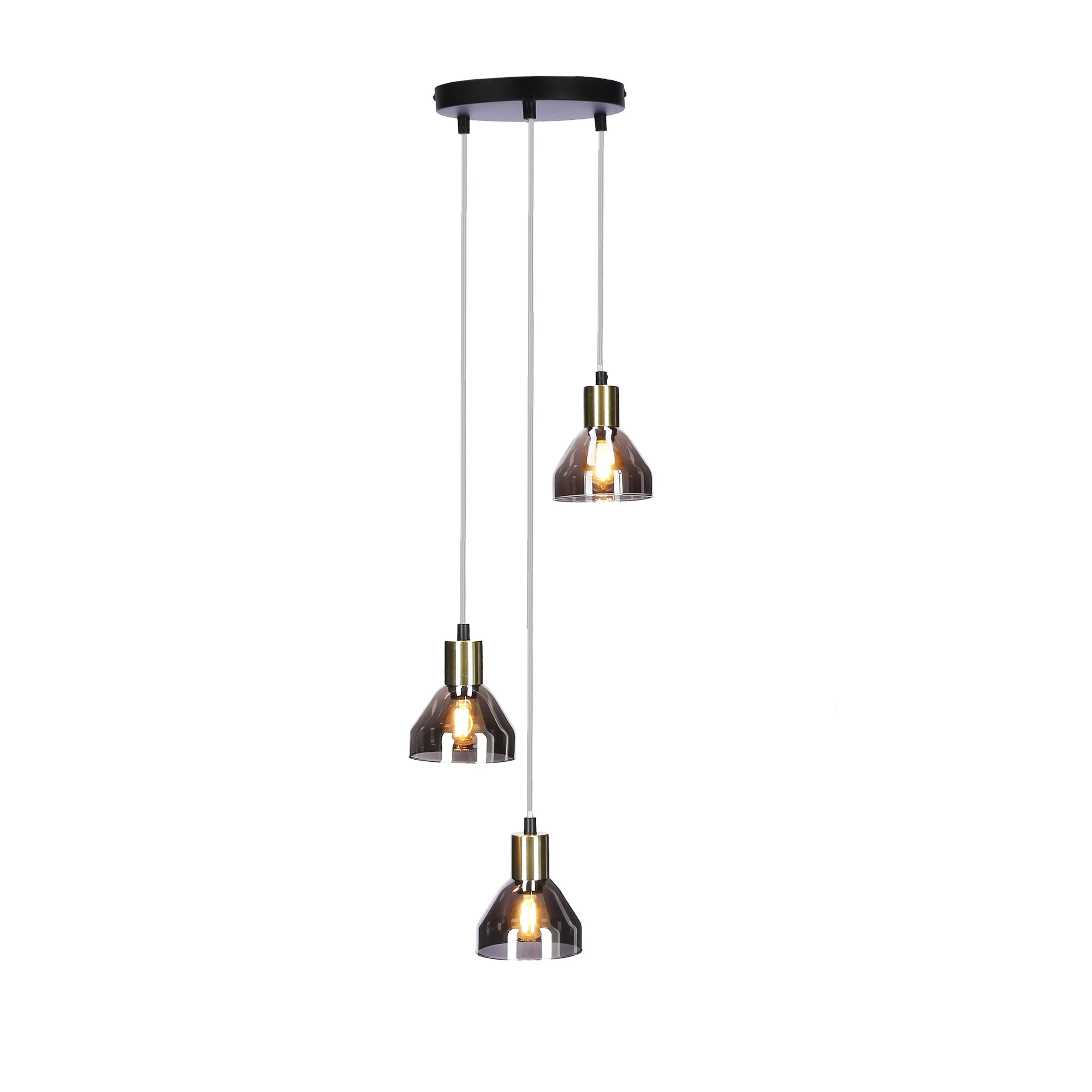 LAMPA WISZĄCA GREGORY TALERZ CZARNY BRĄZ 3X40W E14 KLOSZ DYMIONY - obrazek 11