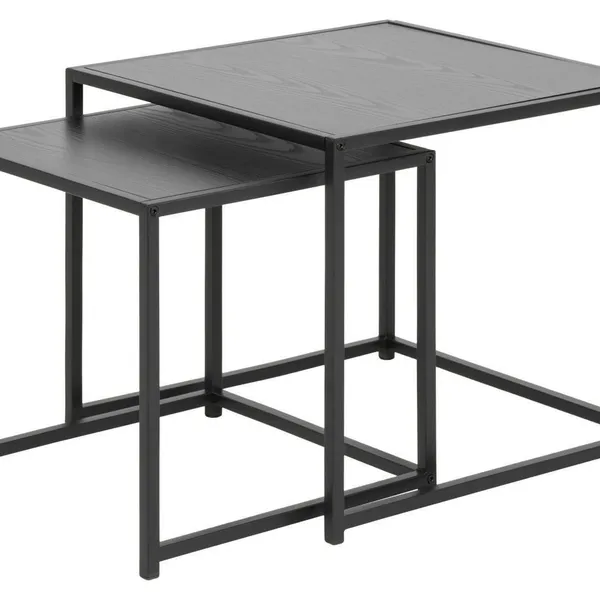Zestaw stolików kawowych Actona Seaford drewniano-metalowy czarny 2 szt.