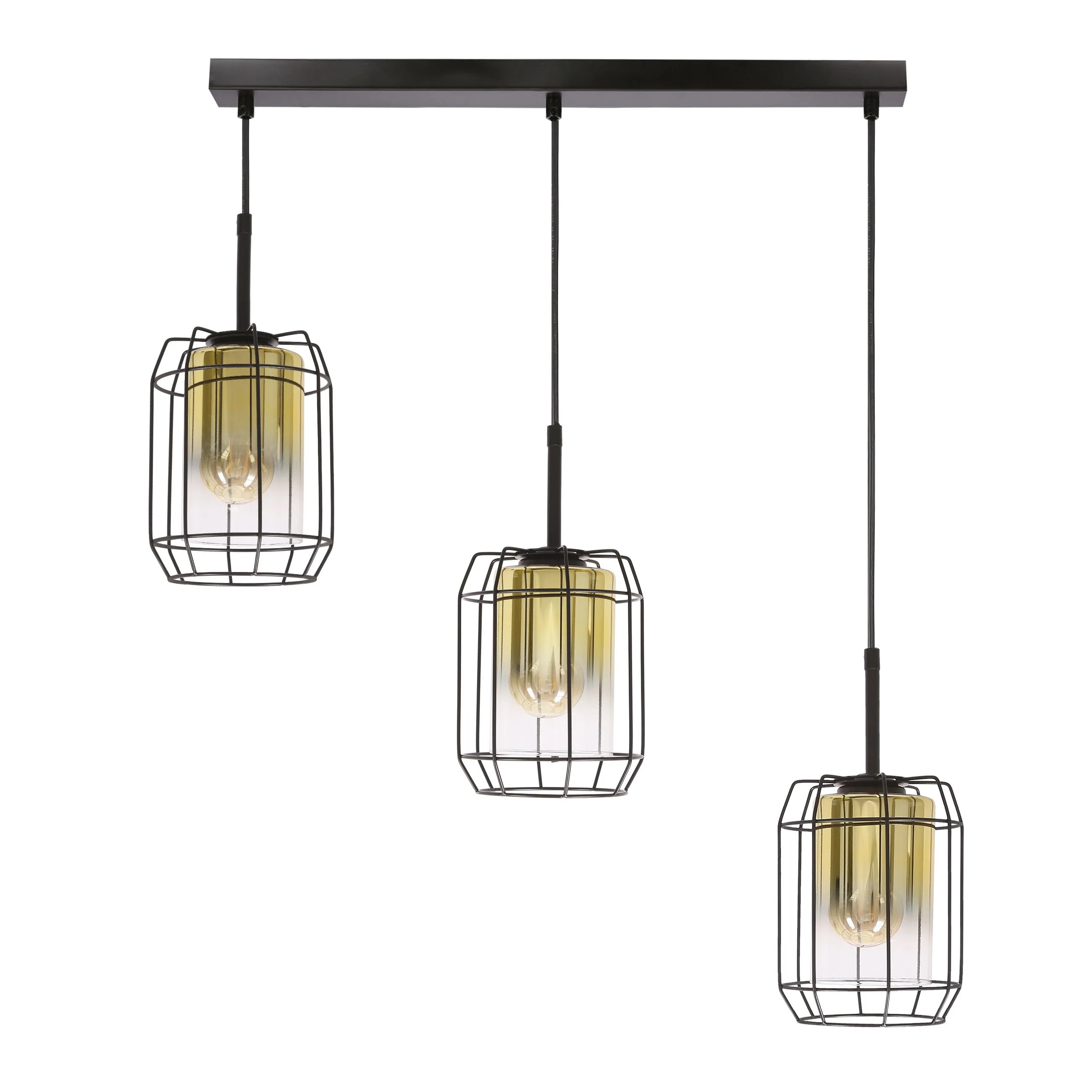 JONERA lampa wisząca czarny 3x40W E27 klosz złoty