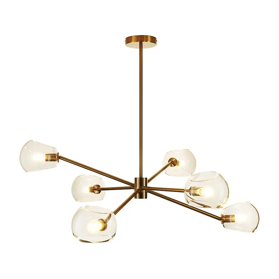 Lampa wisząca COSMIC-6 75 cm - złoty stelaż, transparentne klosze - obrazek 3