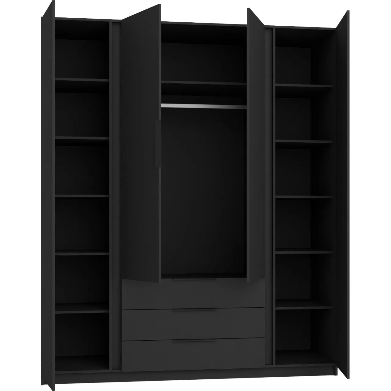 Szafa 200cm z lustrem i szufladami KAYA 05 czarny / czarny / dąb evoke - obrazek 2