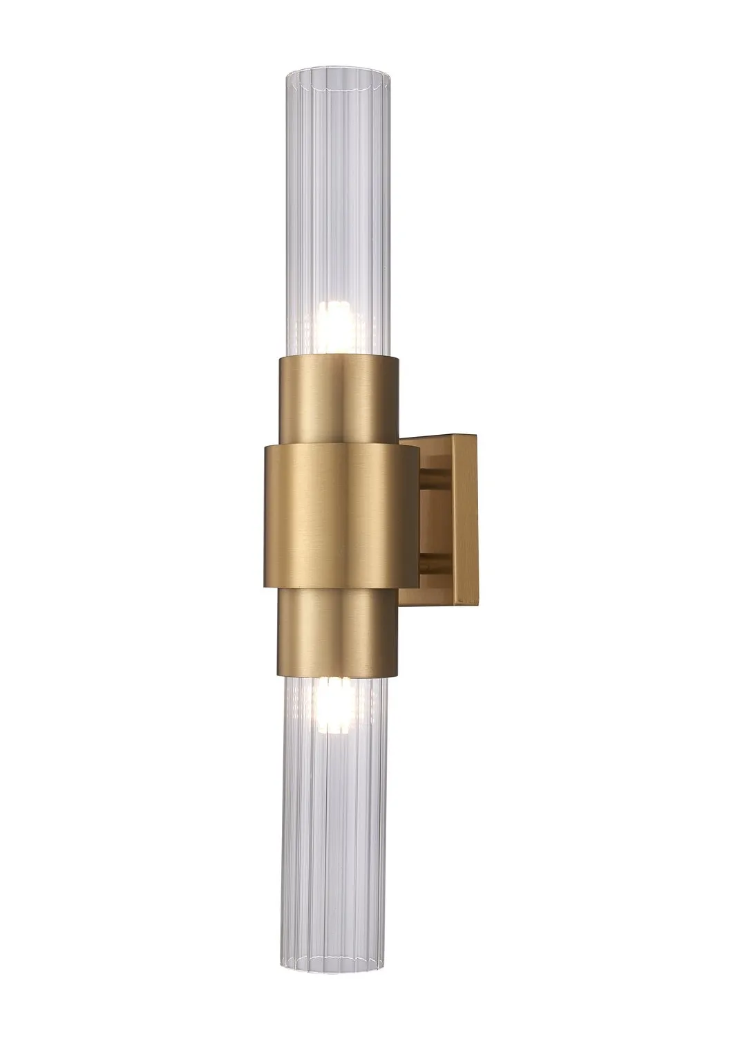 Lampa ścienna GLOW 46 cm - kinkiet złoty szczotkowany, szkło ryflowane