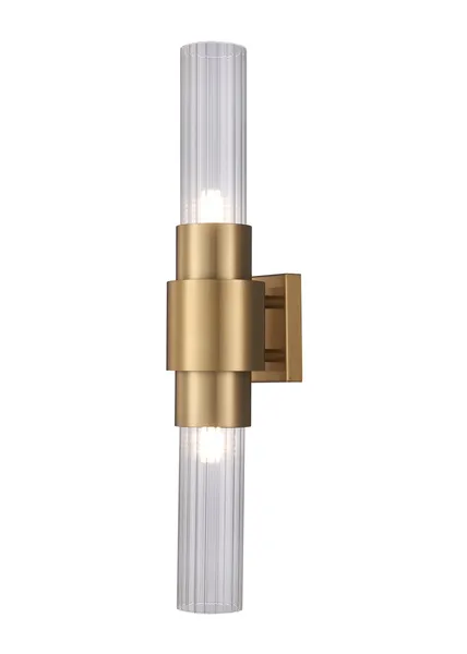 Lampa ścienna GLOW 46 cm - kinkiet złoty szczotkowany, szkło ryflowane