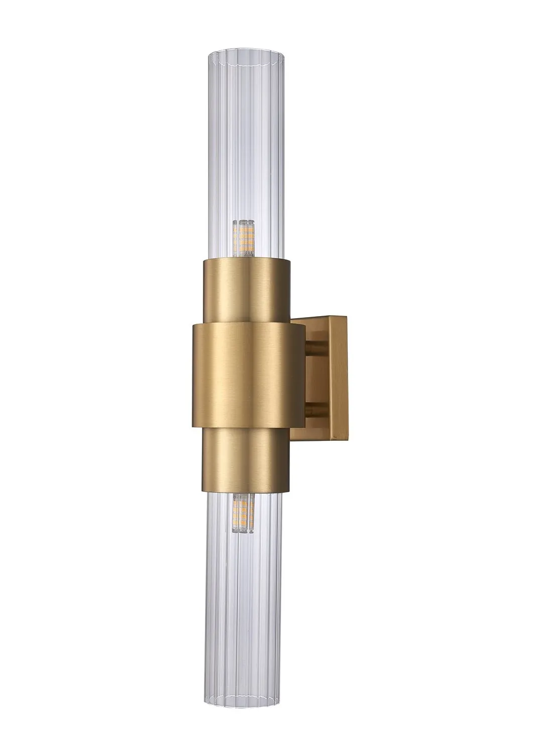 Lampa ścienna GLOW 46 cm - kinkiet złoty szczotkowany, szkło ryflowane - obrazek 4