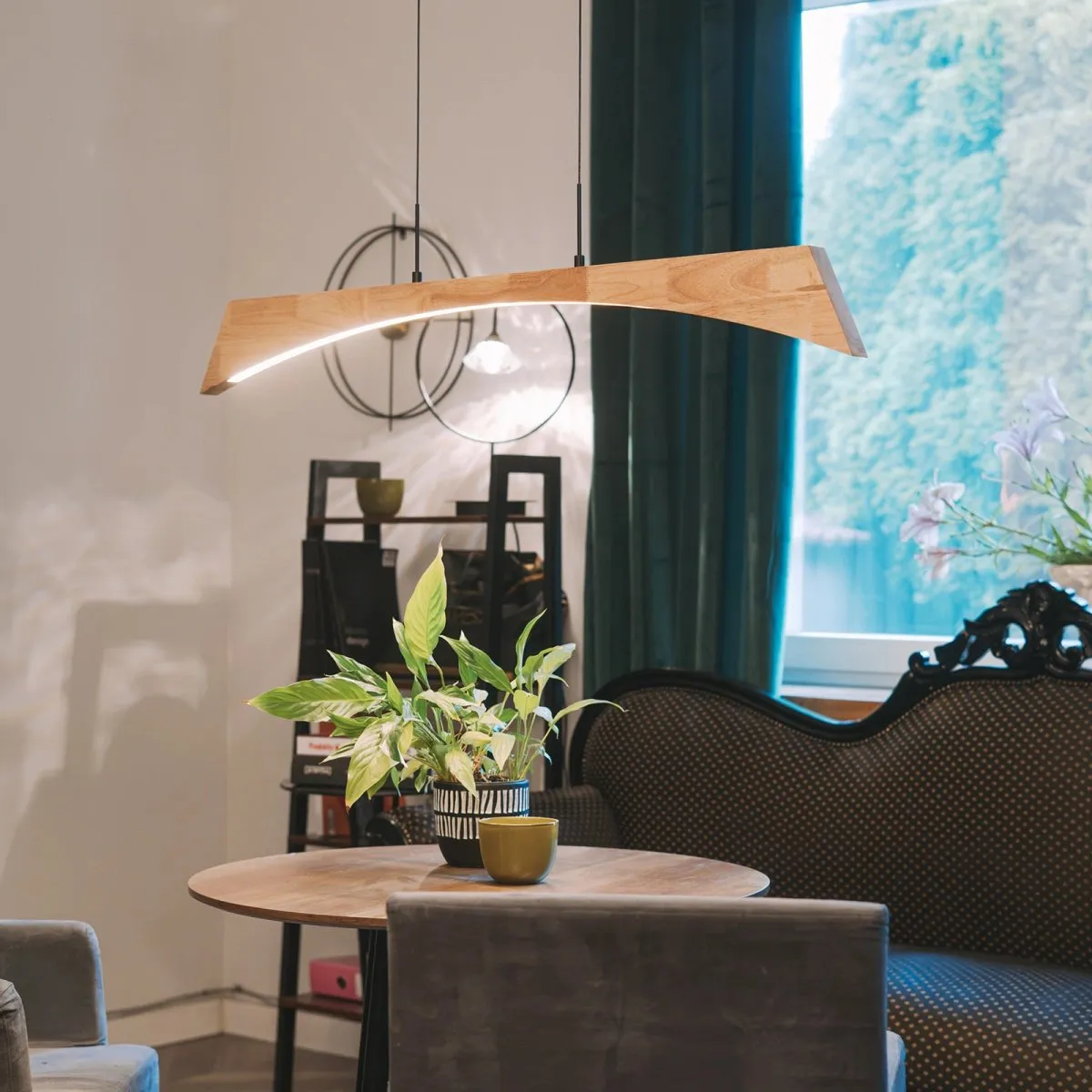Lampa wisząca drewniana Hotaka No.2 120cm 3k ściemnialna z pilota Japandi - obrazek 6