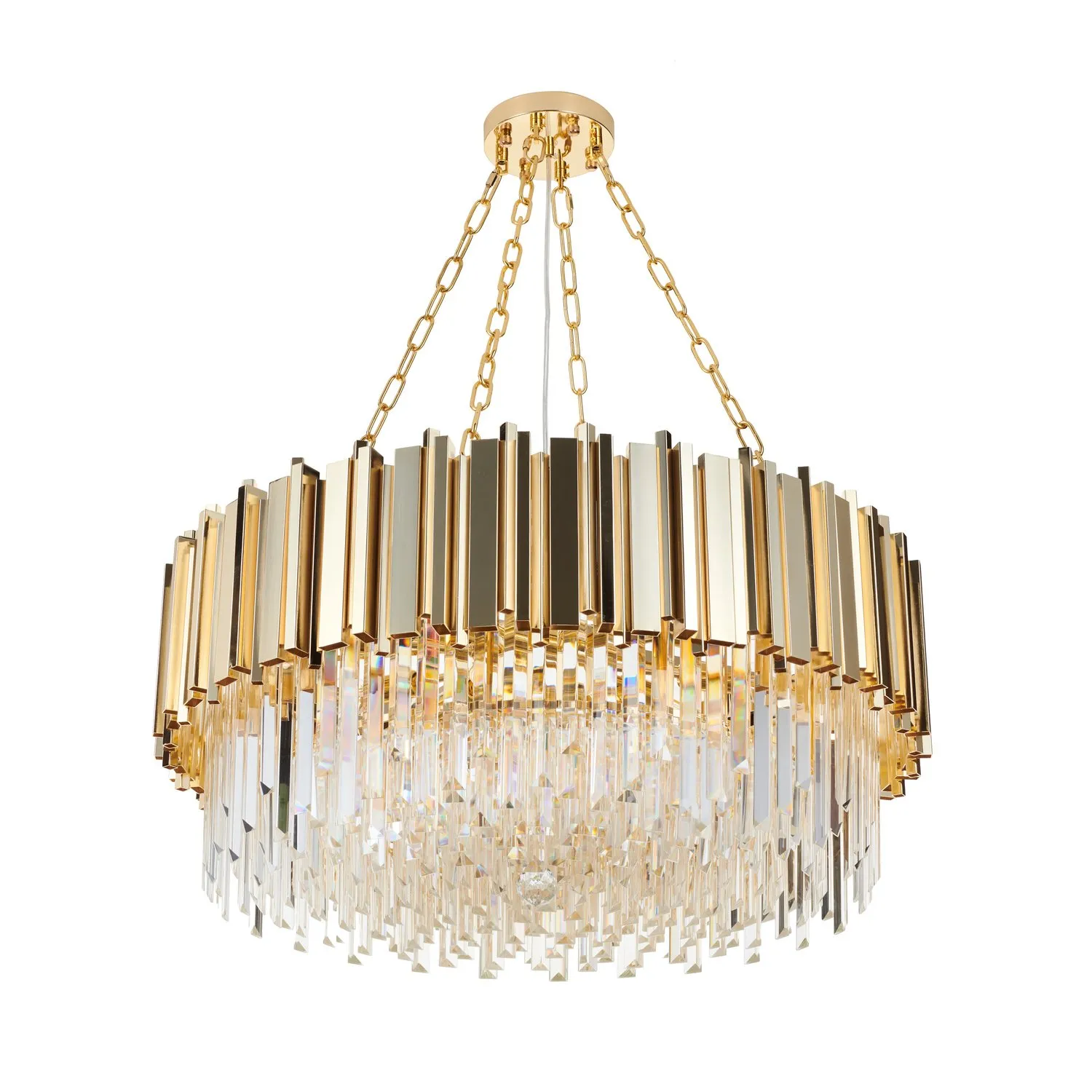 Lampa wisząca REA 80 cm - żyrandol złoty z kryształami - obrazek 4