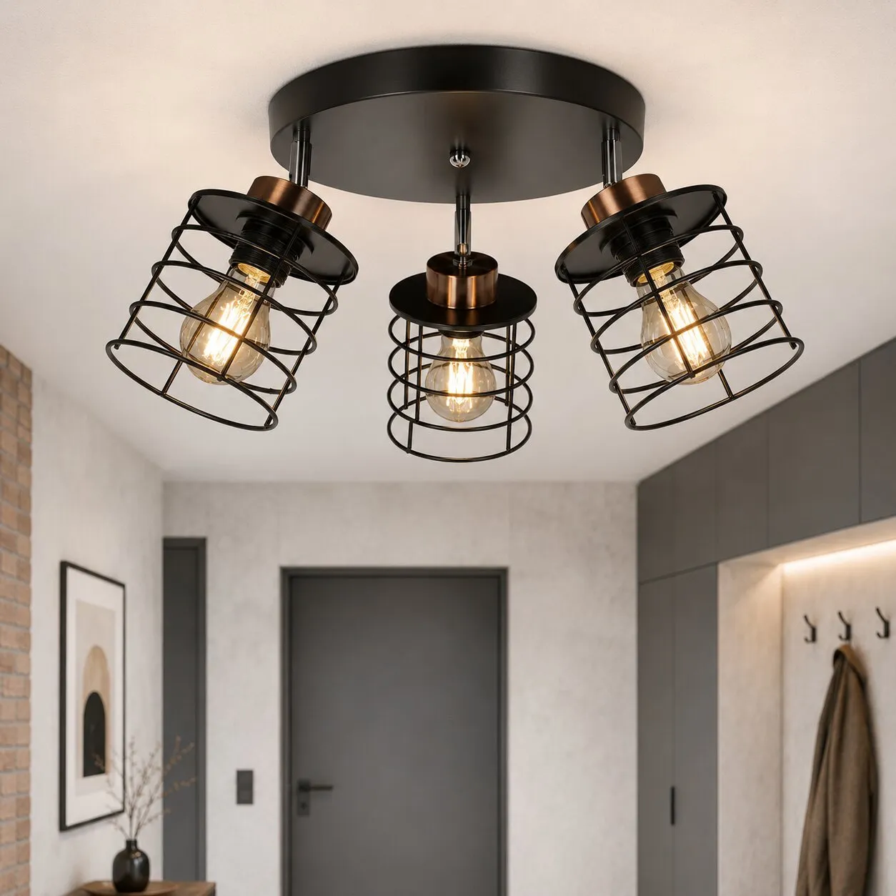 Glob lampa sufitowa plafon czarny+złoty 3x40w e27 klosz czarny - obrazek 7