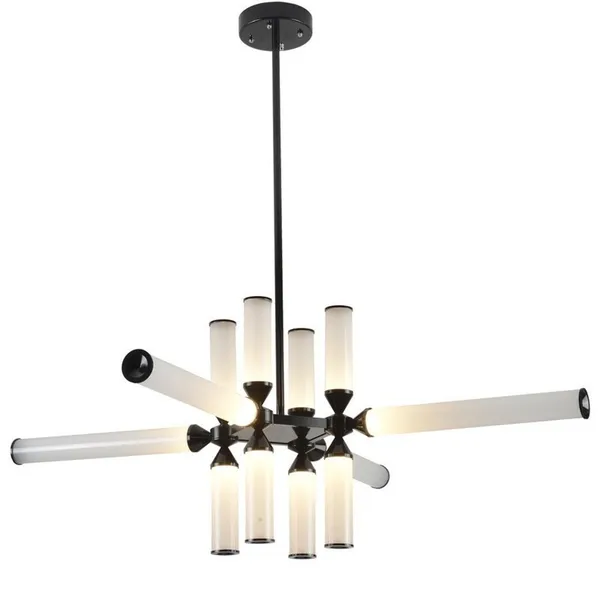 Lampa wisząca QUADRO-12 LED czarna mleczne szklane klosze