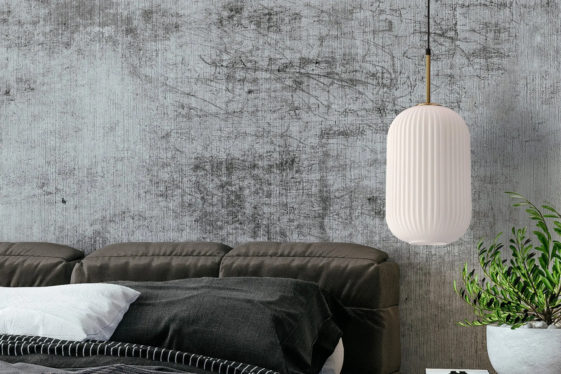 CRESTO lampa wiszaca biały+złoty 1x40W E27 klosz biały - obrazek 3