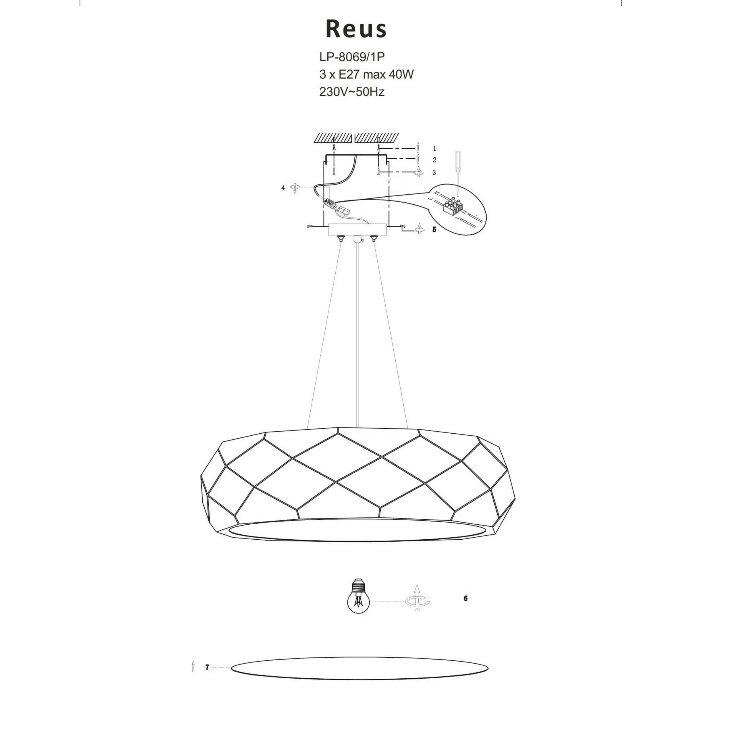Lampa wisząca Reus różowe złoto 3xE27 - obrazek 5
