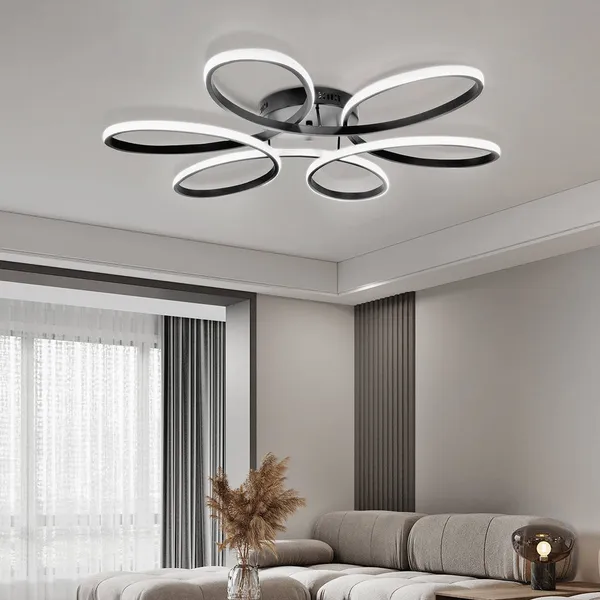LAMPA DEKORACYJNA OKRĘGI 100W + PILOT CZARNA  DL-J05 FIORE