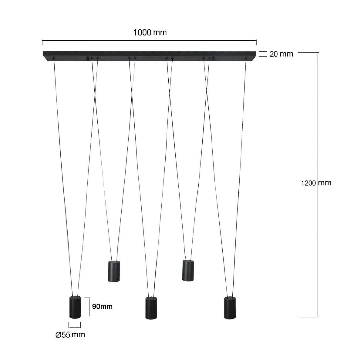 Lampa wisząca Toledo czarna 5xGU10 - obrazek 7