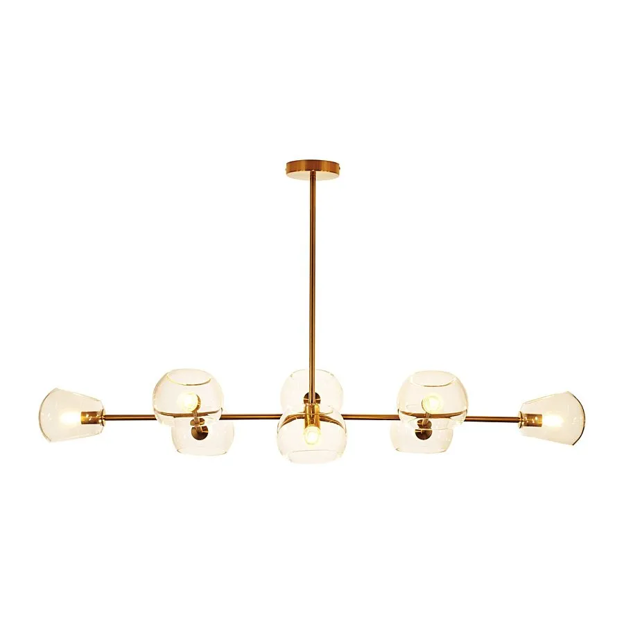 Lampa wisząca COSMIC-8, 85 cm - złoty stelaż, transparentne klosze - obrazek 5