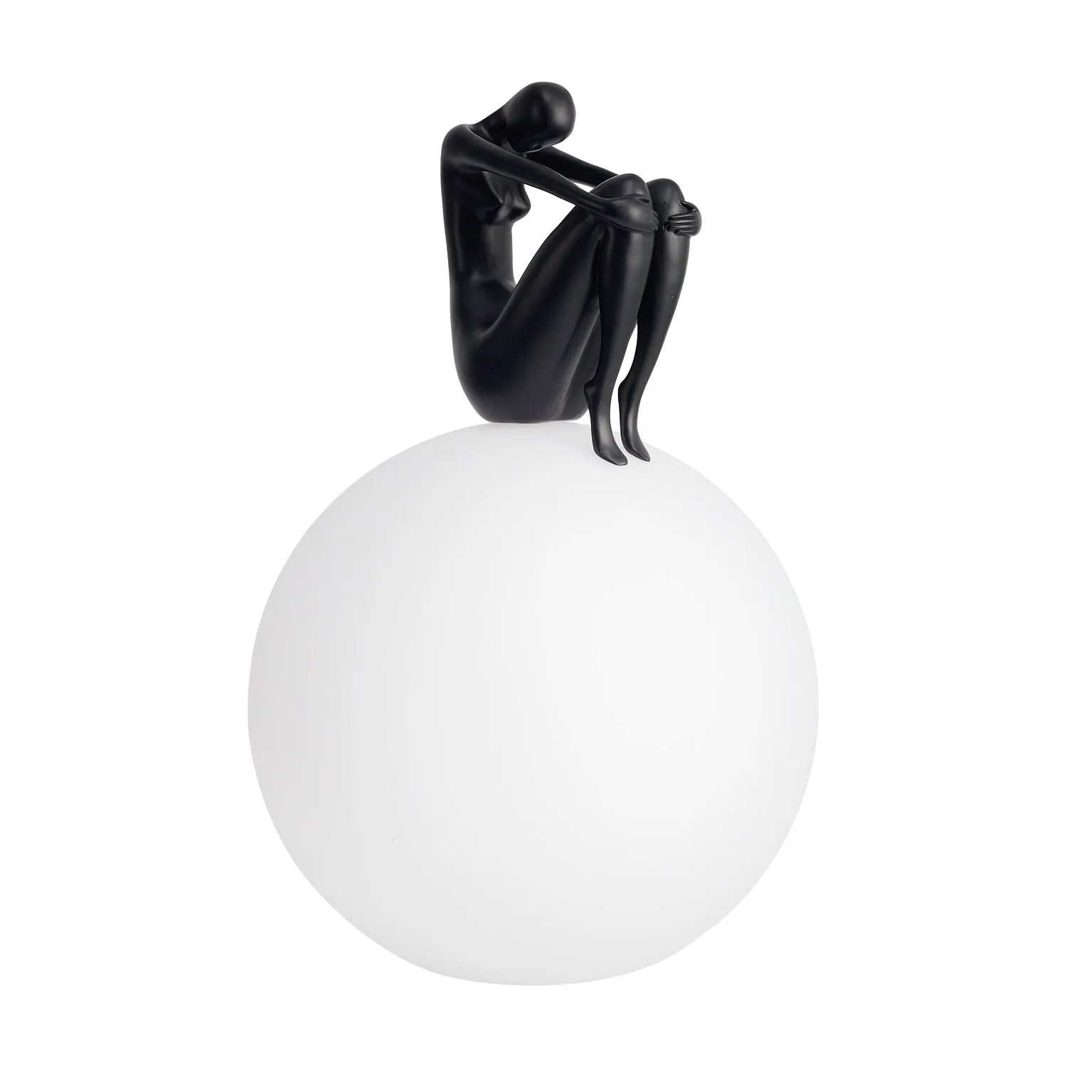 Lampa stołowa WOMAN-2 ,47 cm - czarna figura, biały klosz - obrazek 3