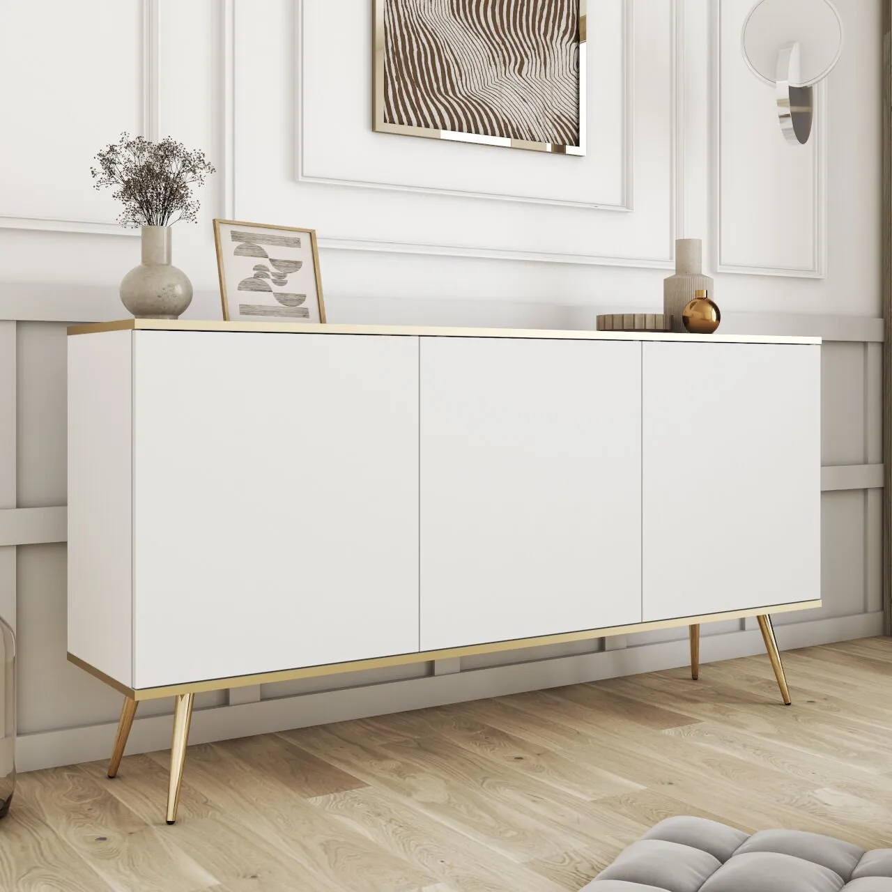 Komoda ARA K160 biały + złoty - obrazek 4