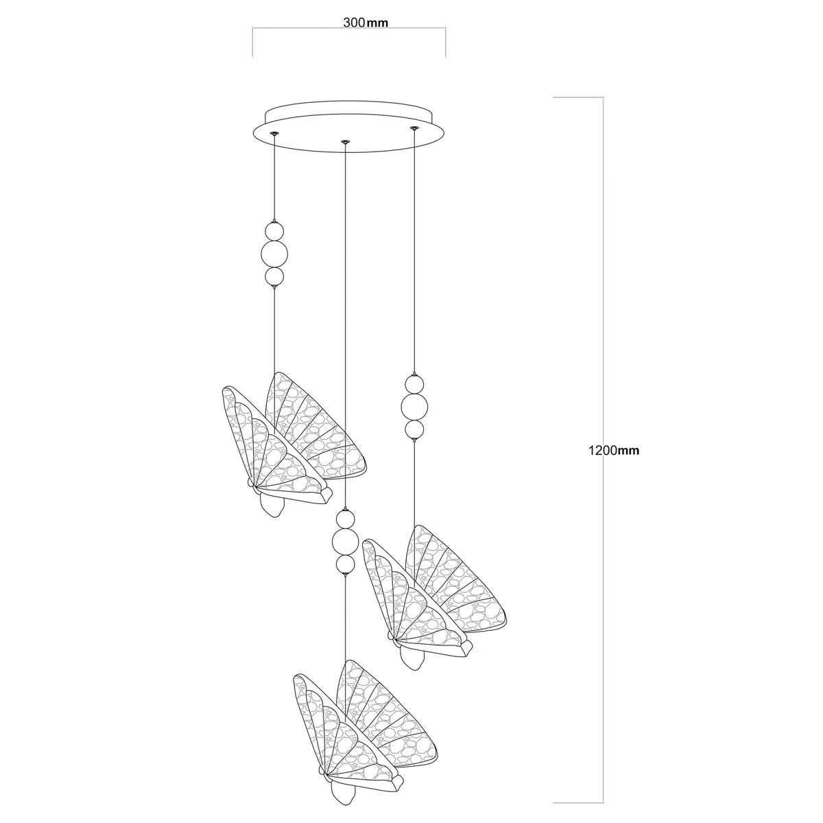 Lampa wisząca Mariposa 3 srebrna LED CCT - obrazek 9