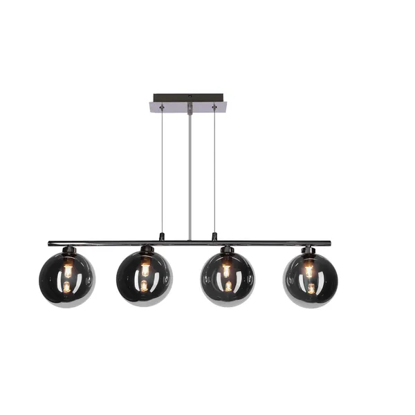 SOMUL lampa wisząca 4x20W G9 chrom klosze szklane 12 cm grafitowe nowoczesna elegancka oprawa oświetleniowa salon jadalnia kuchnia glamour