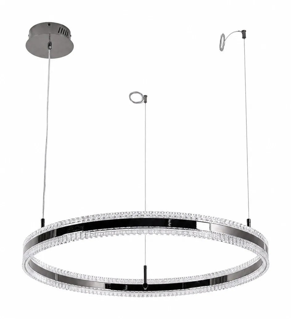 Lampa wisząca ARKADIA LED 80 cm - tytanowa z kryształowym pierścieniem - obrazek 8