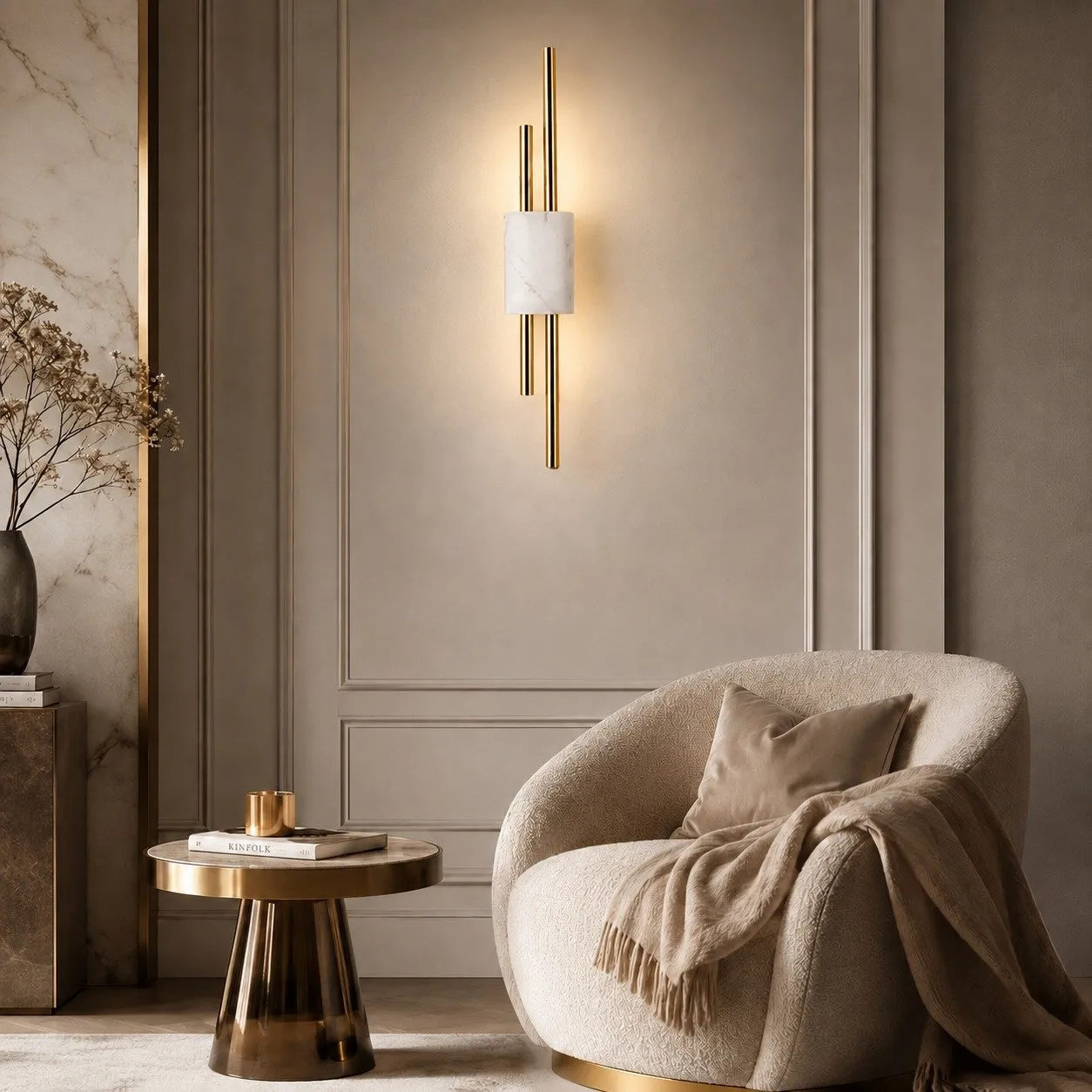 Lampa ścienna ELLIE LED 50 cm-marmurowa biało - złota - obrazek 2