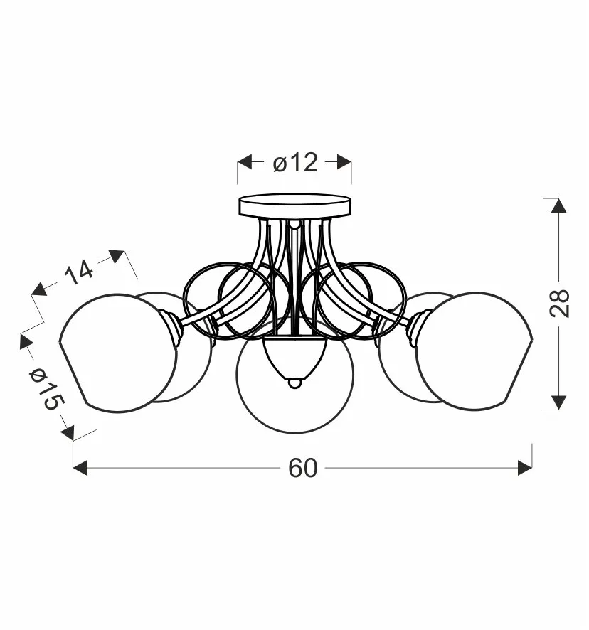 TARTINE lampa sufitowa chromowy 5x40W E27 klosz biały - obrazek 2