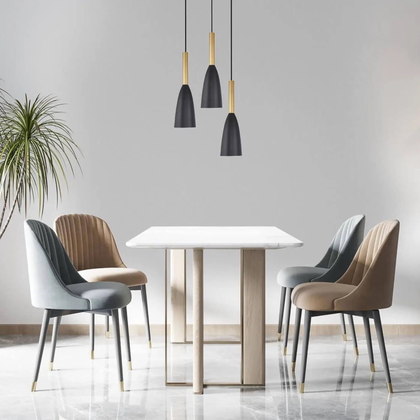 Lampa wisząca Solin 3 czarno-złota 3xE27 - obrazek 2