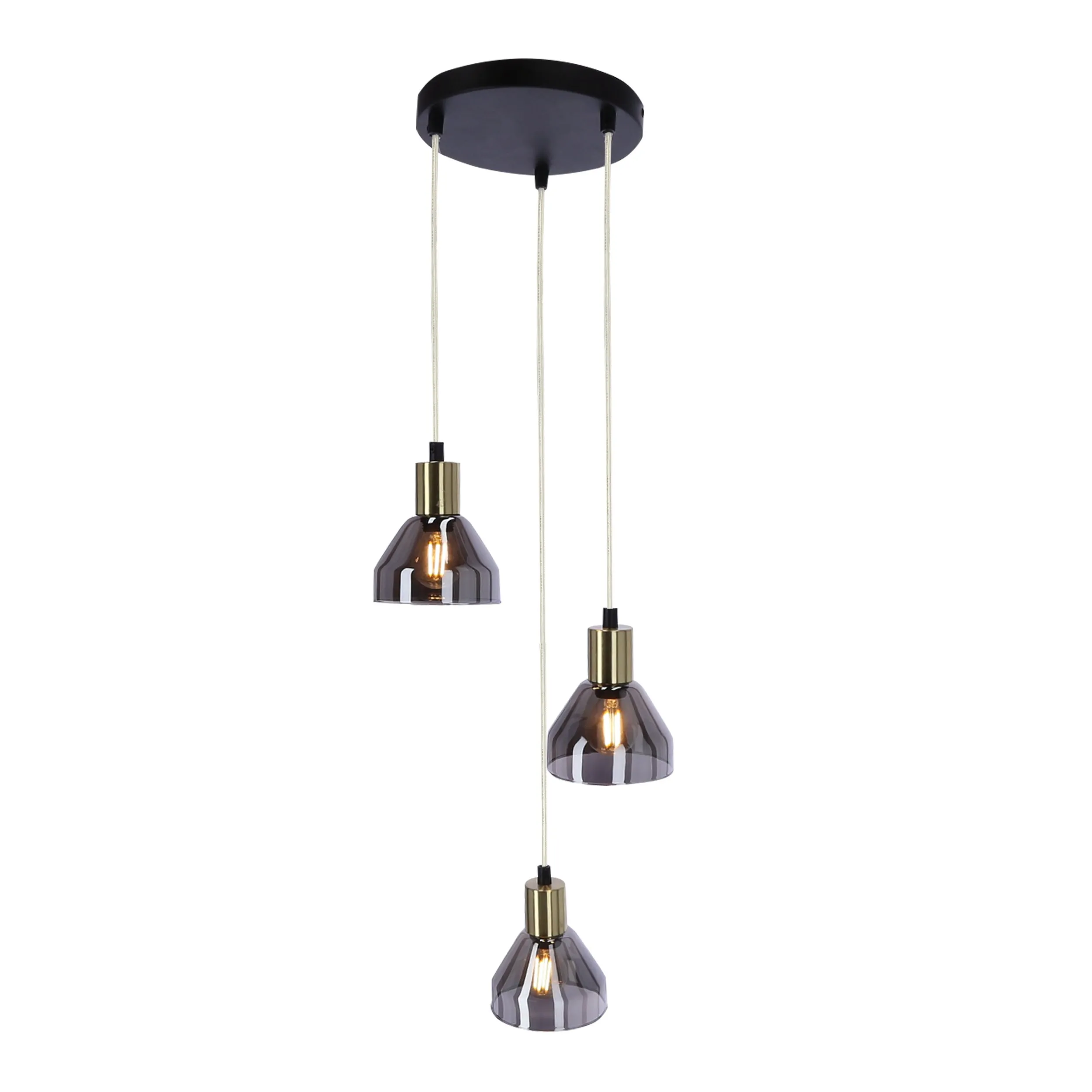 LAMPA WISZĄCA GREGORY TALERZ CZARNY BRĄZ 3X40W E14 KLOSZ DYMIONY - obrazek 8