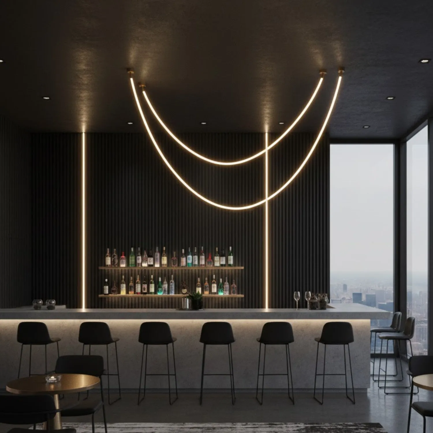 Lampa wisząca SNAKE LED 400 cm - elastyczny przewód LED, 3000K, złote uchwyty - obrazek 2