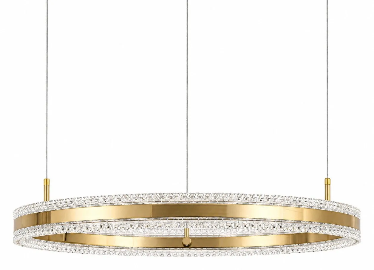 Lampa wisząca ARKADIA LED 80 cm - złoty połysk z kryształowym pierścieniem - obrazek 9