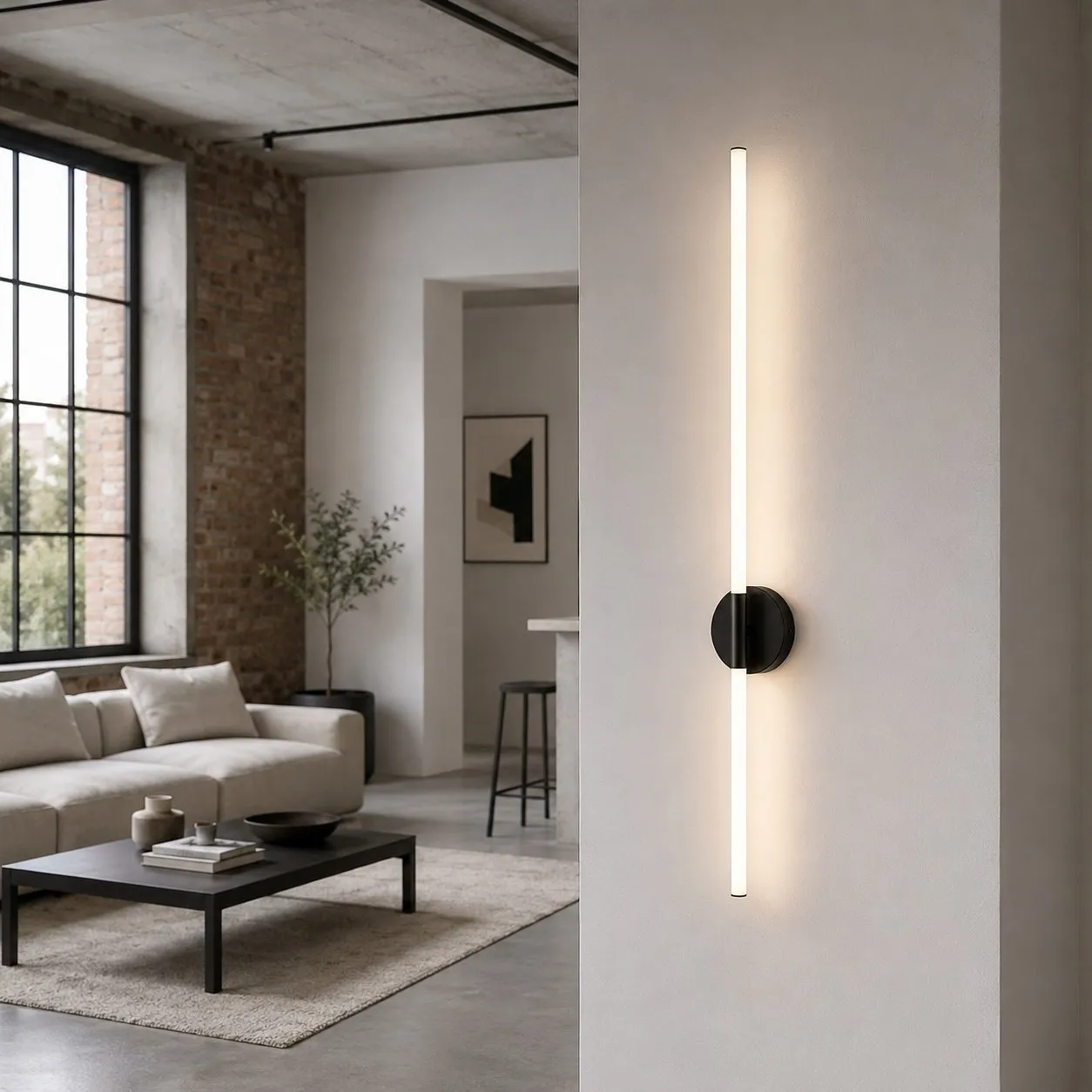 Lampa ścienna LED FELIX biało czarna 100 cm - nowoczesny kinkiet - obrazek 2