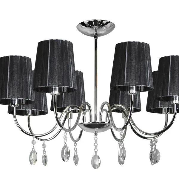 SORENTO LAMPA WISZĄCA 8X40W E14 CHROM ABAŻUR CZARNY