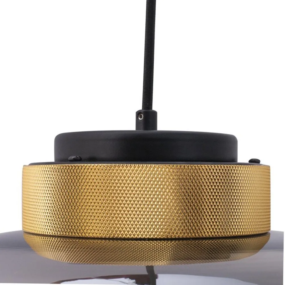 Lampa wisząca BOOM 25 cm - LED, klosz bursztynowy, wykonczenie złote - obrazek 6