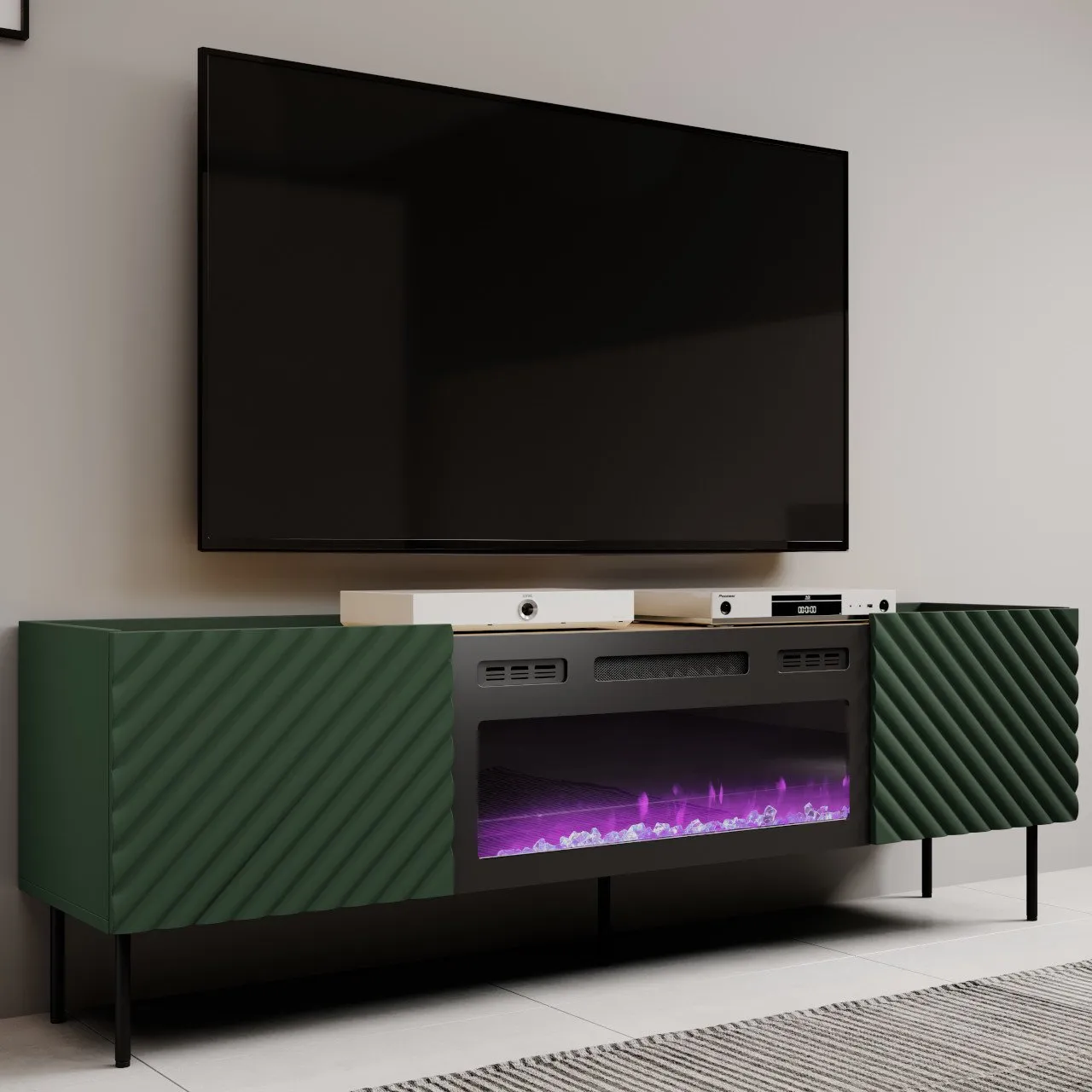 Komoda RTV z kominkiem INDA EF labrador / dąb artisan - obrazek 3