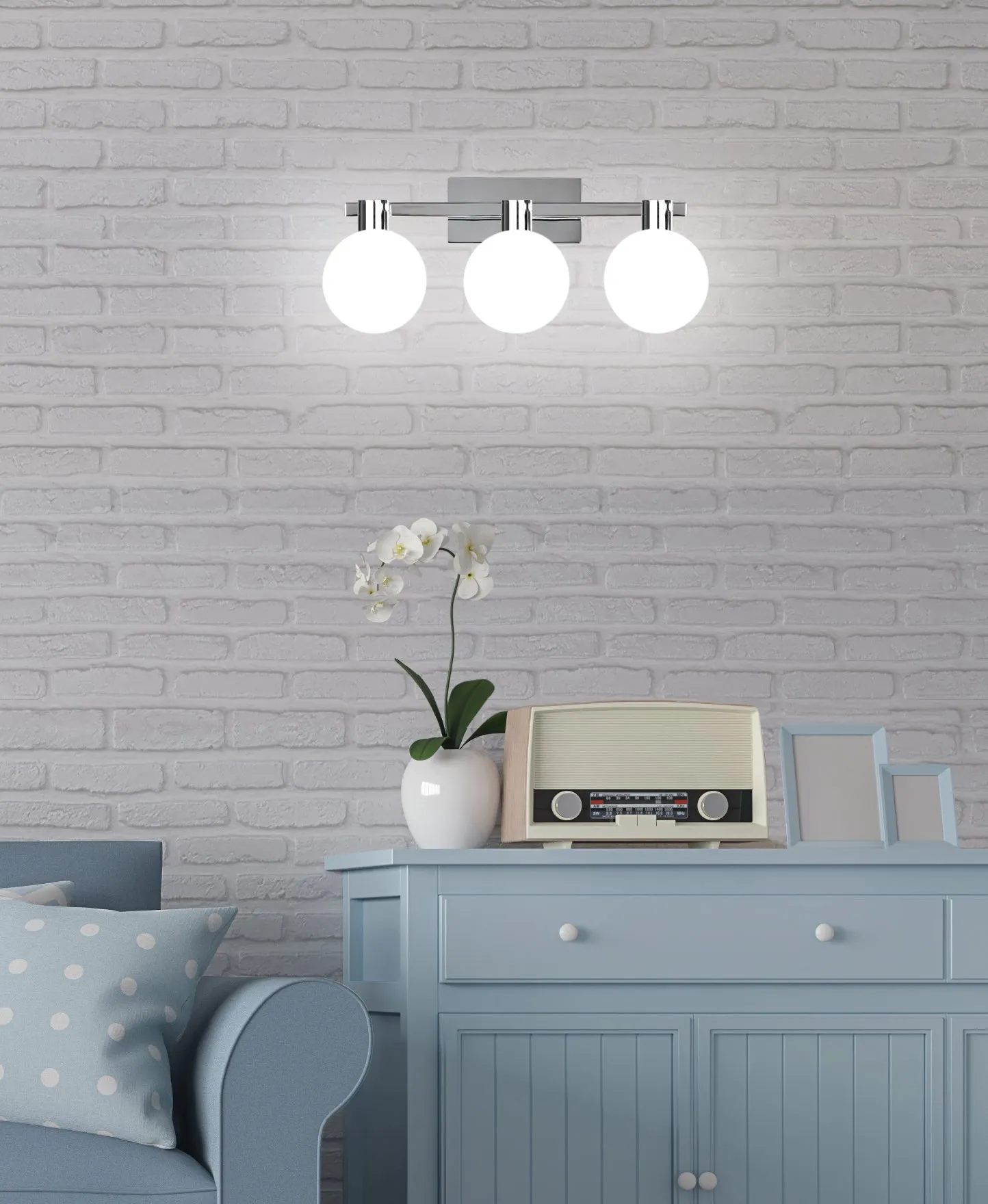 Maldus lampa kinkiet chromowy 3x40w g9 klosz biały - obrazek 3