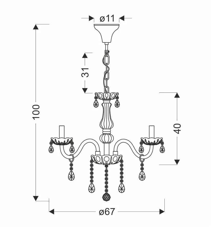 Cristallo lampa wisząca chromowy 8x40W E14 transparentny - obrazek 3