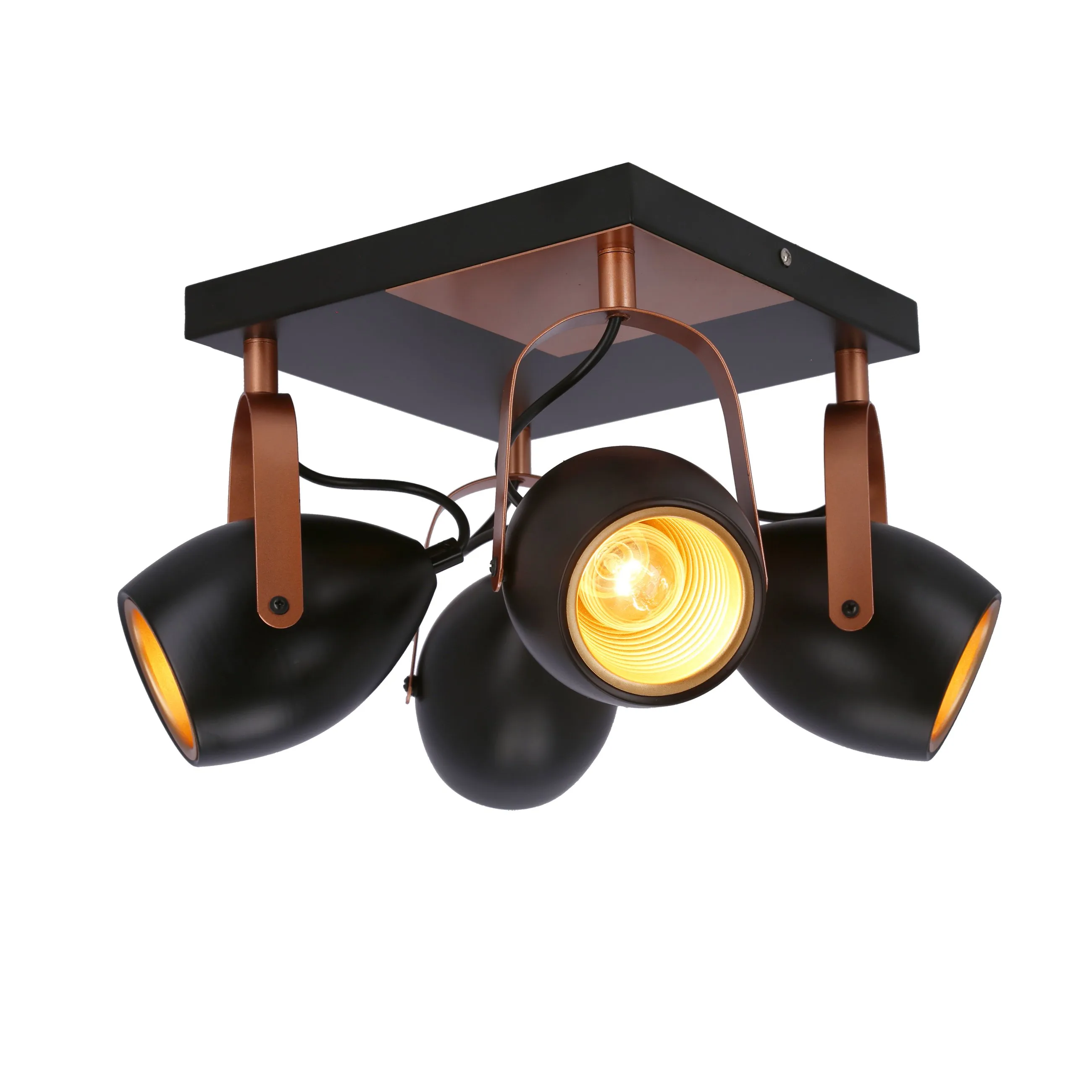 Anica lampa sufitowa plafon czarny 4x40w e14 odbłyśnik złoty - obrazek 6