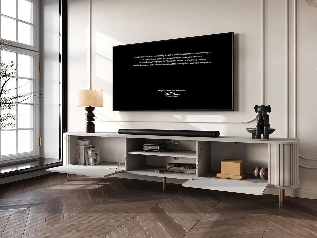 Komoda RTV 220 2K ZENO kaszmir / złoty - obrazek 4