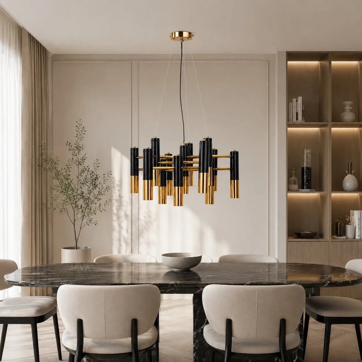 Lampa wisząca GOLDEN PIPE-13 czarno złota 60 cm - obrazek 2