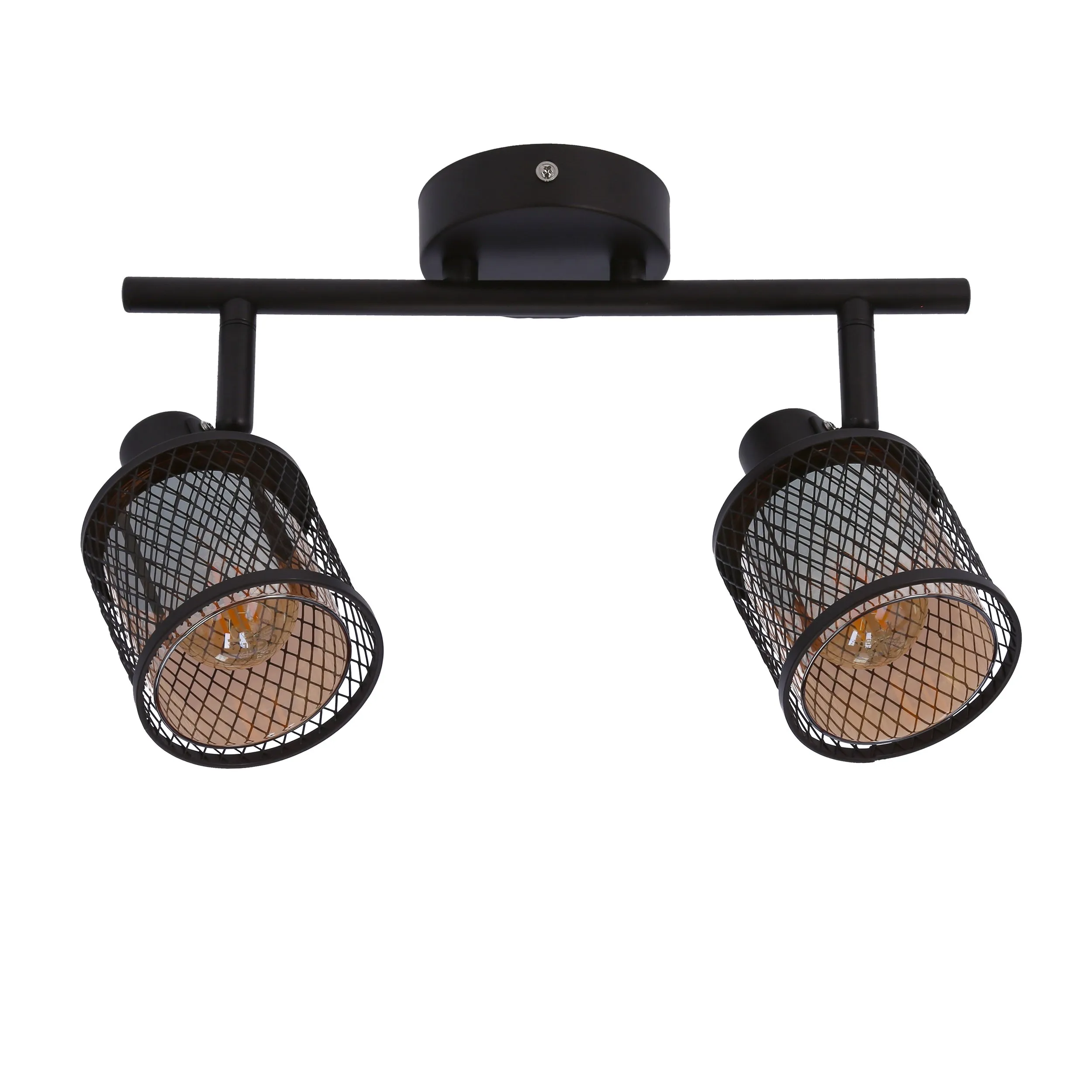 LAMPA SUFITOWA CANABERA KAWOWE ZŁOTO 2X40W E14 KLOSZ BURSZTYNOWY - obrazek 6