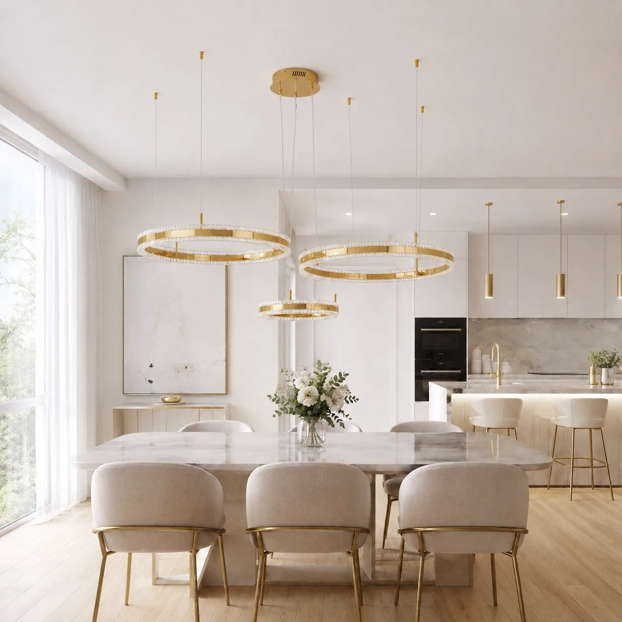 Lampa wisząca ARKADIA LED Trio 40/60/80 cm – złoty połysk - obrazek 2