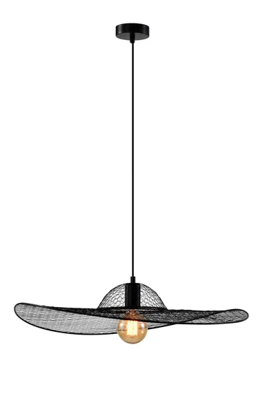Lampa wisząca DECO designerska  – czarny klosz kapelusz – nowoczesne oświetlenie salonu i sypialni E27
